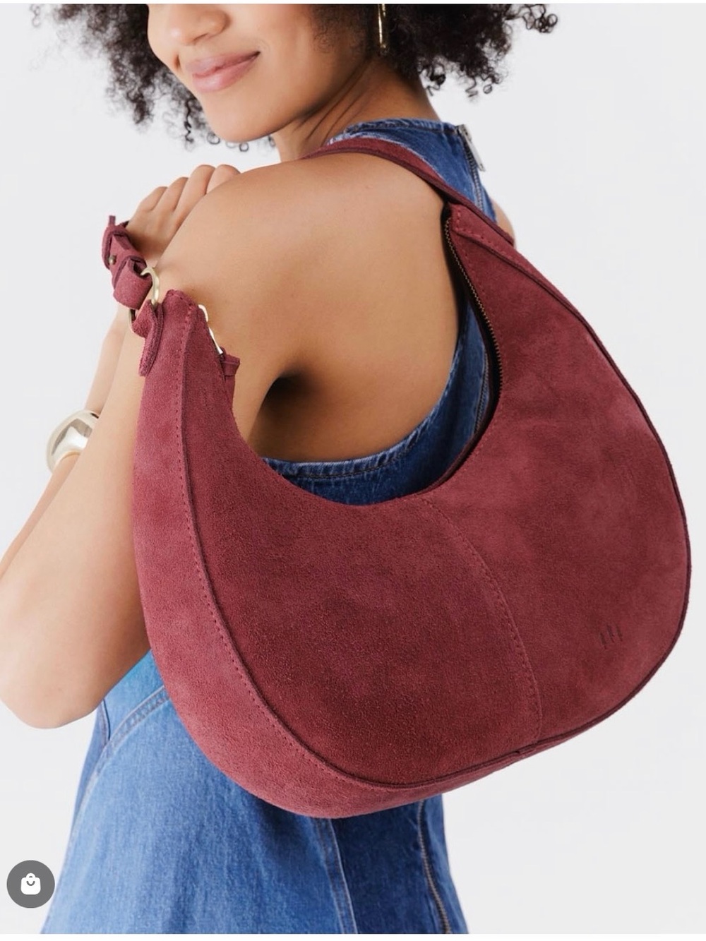Portland Suede Leather NORA Shoulder Bag Mauve Rose